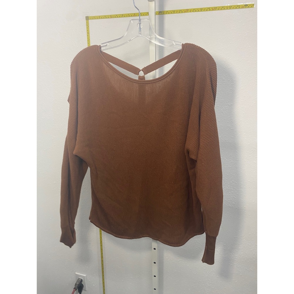 NY&C New York & Company Brown Knit Strappy Back Dolman Sleeve Sweater Large
